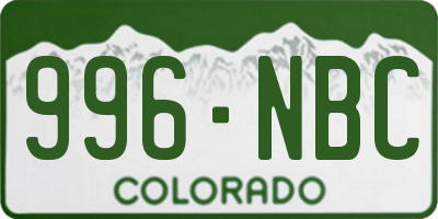 CO license plate 996NBC