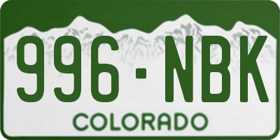 CO license plate 996NBK
