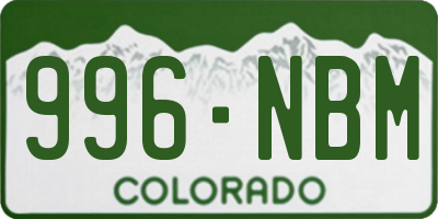 CO license plate 996NBM