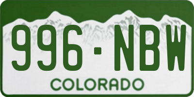 CO license plate 996NBW