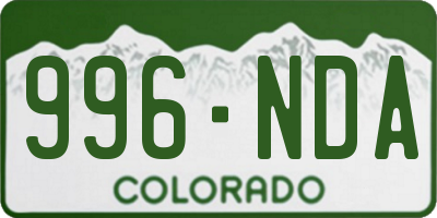 CO license plate 996NDA