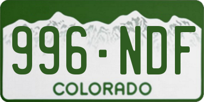 CO license plate 996NDF