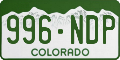 CO license plate 996NDP