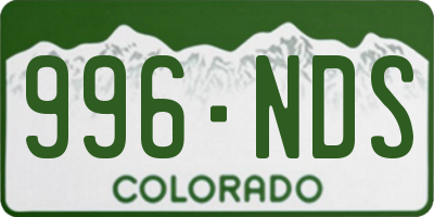 CO license plate 996NDS