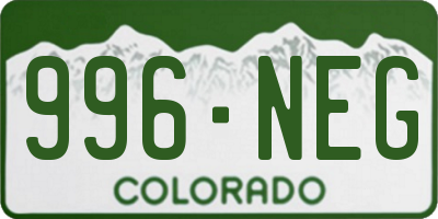 CO license plate 996NEG