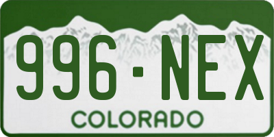 CO license plate 996NEX