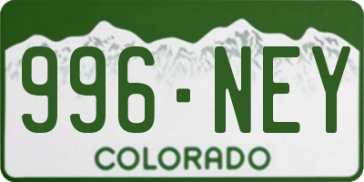 CO license plate 996NEY