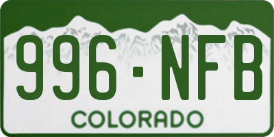 CO license plate 996NFB