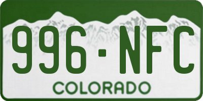CO license plate 996NFC