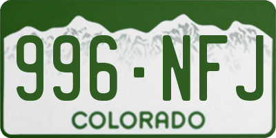 CO license plate 996NFJ