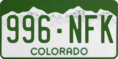 CO license plate 996NFK
