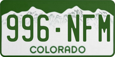 CO license plate 996NFM