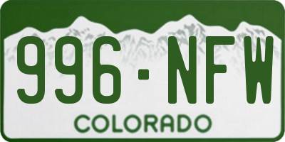 CO license plate 996NFW