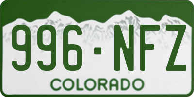 CO license plate 996NFZ