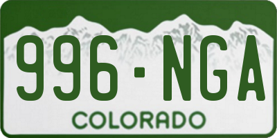 CO license plate 996NGA