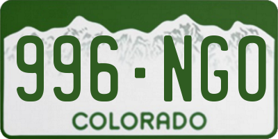 CO license plate 996NGO