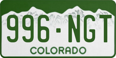 CO license plate 996NGT