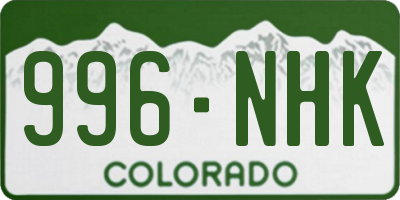 CO license plate 996NHK