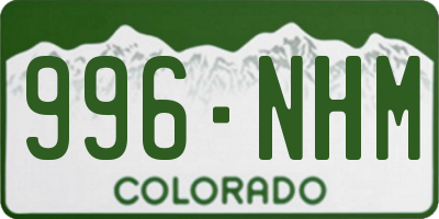 CO license plate 996NHM