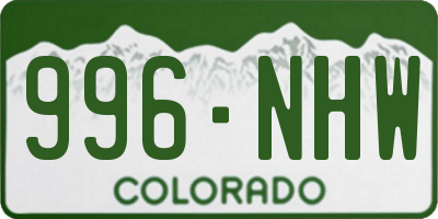 CO license plate 996NHW