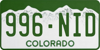 CO license plate 996NID
