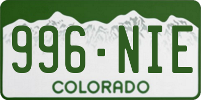 CO license plate 996NIE