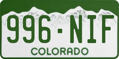 CO license plate 996NIF