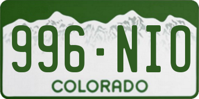 CO license plate 996NIO