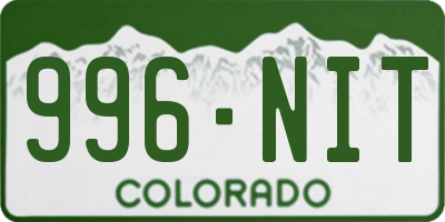 CO license plate 996NIT