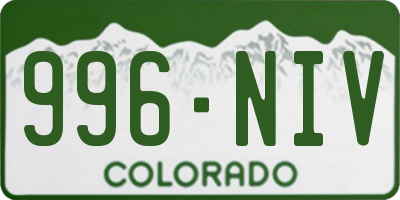 CO license plate 996NIV