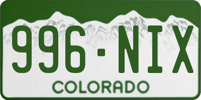 CO license plate 996NIX