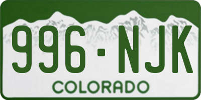 CO license plate 996NJK