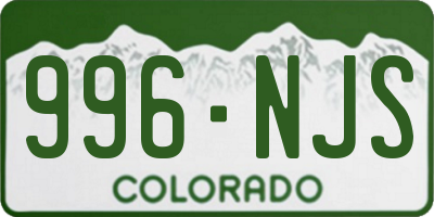 CO license plate 996NJS