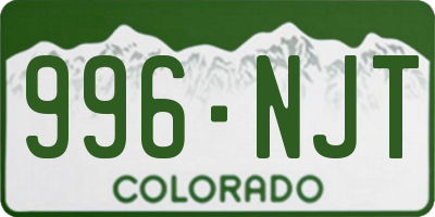 CO license plate 996NJT