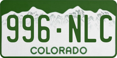 CO license plate 996NLC