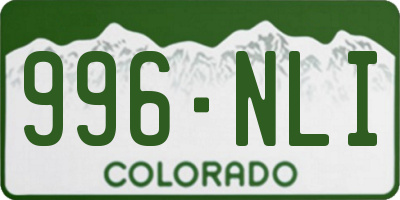CO license plate 996NLI