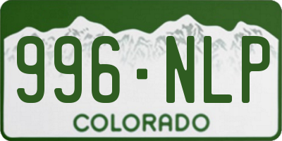 CO license plate 996NLP