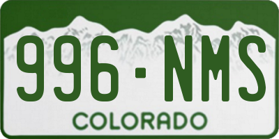CO license plate 996NMS