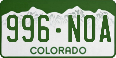 CO license plate 996NOA
