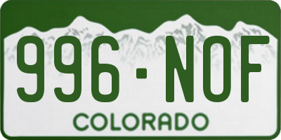 CO license plate 996NOF