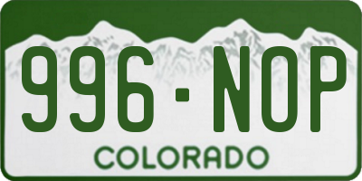 CO license plate 996NOP