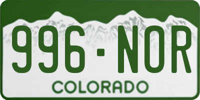 CO license plate 996NOR
