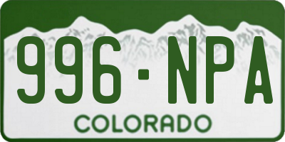 CO license plate 996NPA