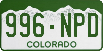 CO license plate 996NPD