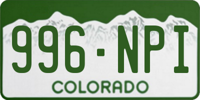 CO license plate 996NPI