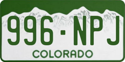 CO license plate 996NPJ