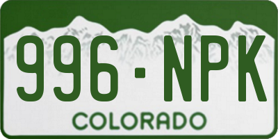 CO license plate 996NPK
