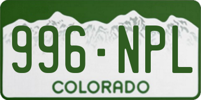 CO license plate 996NPL