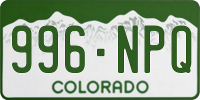 CO license plate 996NPQ