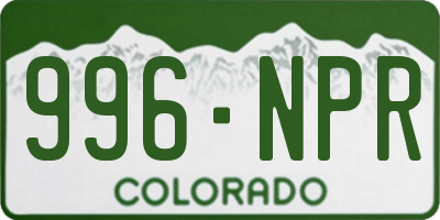CO license plate 996NPR